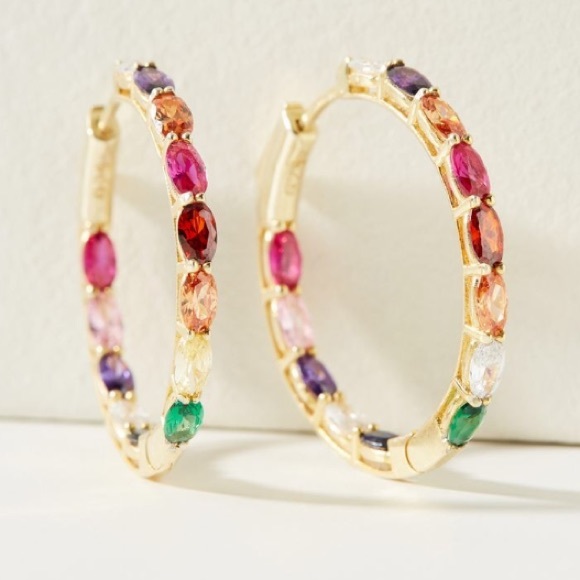 Anthropologie Jewelry - Anthropologie Serefina Iris Hoop Earrings NWT